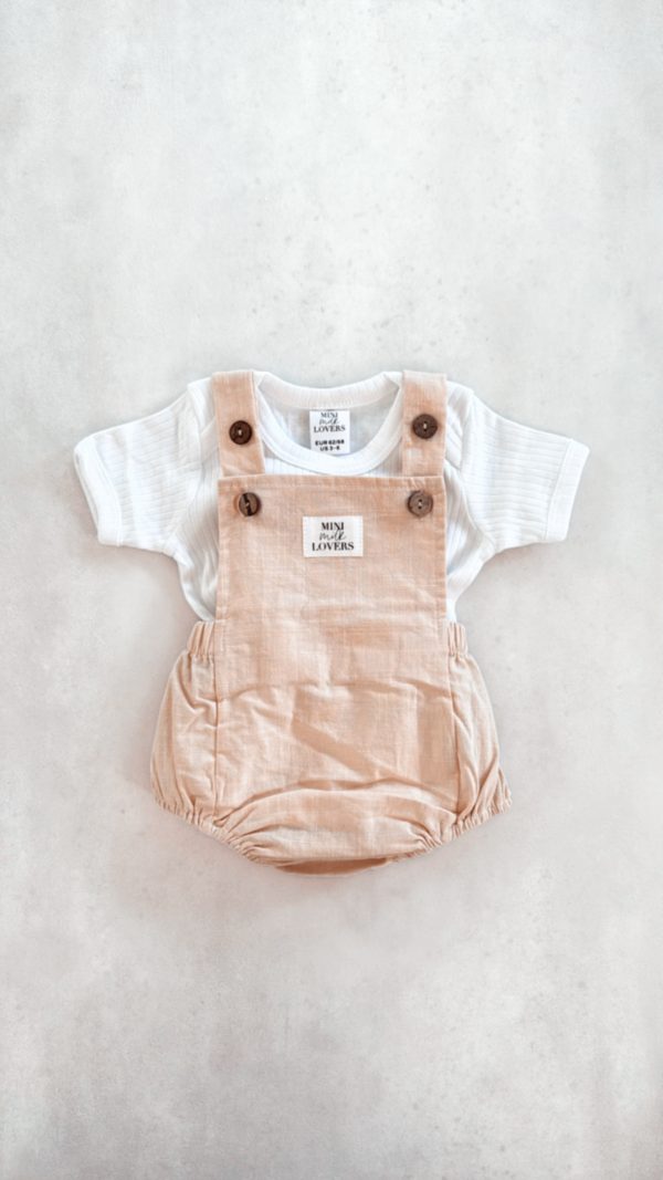 Kurze Latzhose Beige
