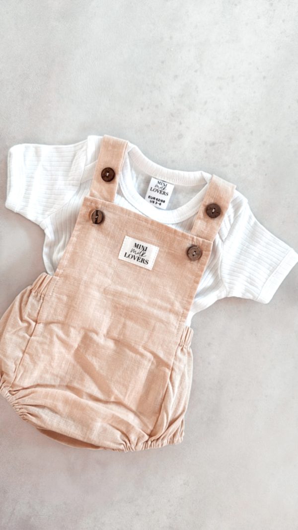 Kurze Latzhose Beige – Bild 2