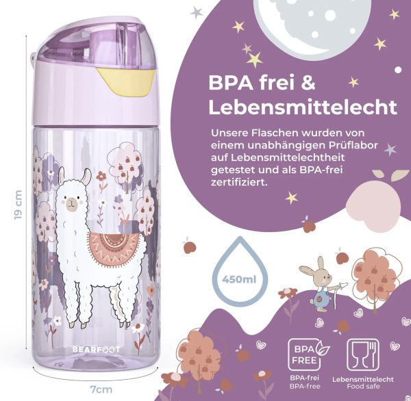 Kinder Trinkflasche, leichte Wasserflasche Lama – Bild 6