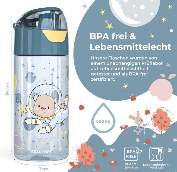 Kinder Trinkflasche, leichte Wasserflasche Bär – Bild 6