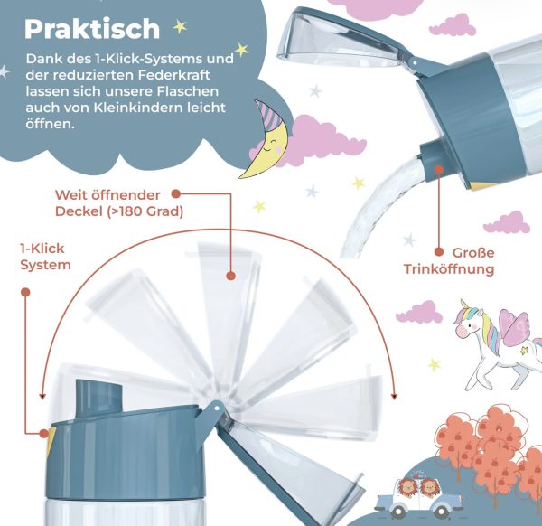 Kinder Trinkflasche, leichte Wasserflasche Bär – Bild 4