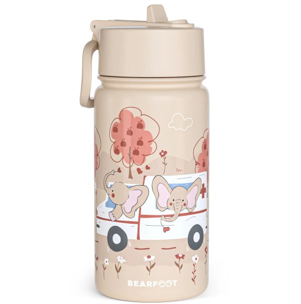 Thermo Kinder Trinkflasche, Isoflasche, Edelstahl Elefant