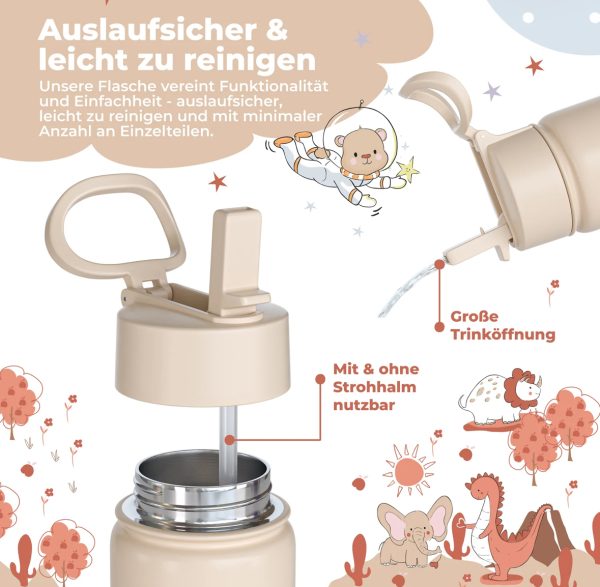 Thermo Kinder Trinkflasche, Isoflasche, Edelstahl Elefant – Bild 3