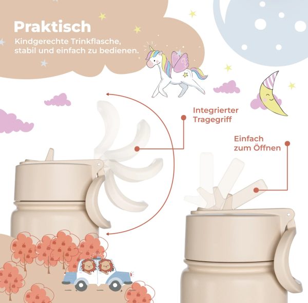 Thermo Kinder Trinkflasche, Isoflasche, Edelstahl Elefant – Bild 4