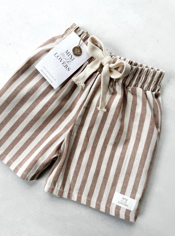 Sommer Shorts Dunkelbeige gestreift – Bild 2