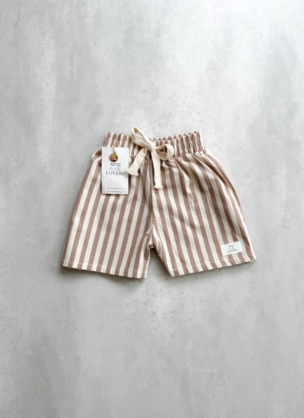 Sommer Shorts Dunkelbeige gestreift