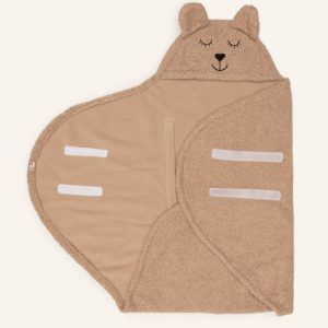 Einschlagdecke aus Bio Baumwolle, Bear Boucle für Maxi Cosi, Biscuit, Jollein