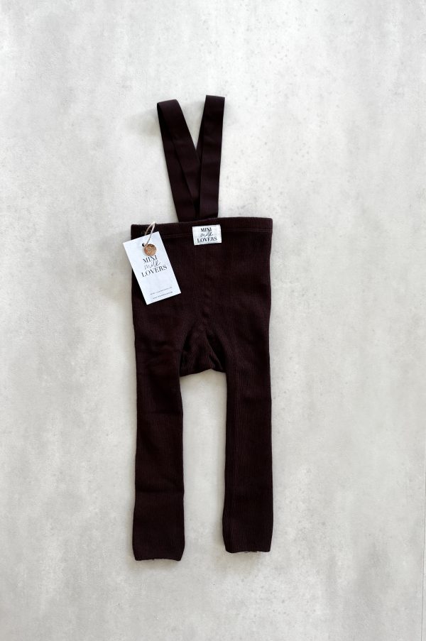 Strumpfhose mit Hosenträgern aus Bio Baumwolle, Chocolate Brown & Beige – Bild 4