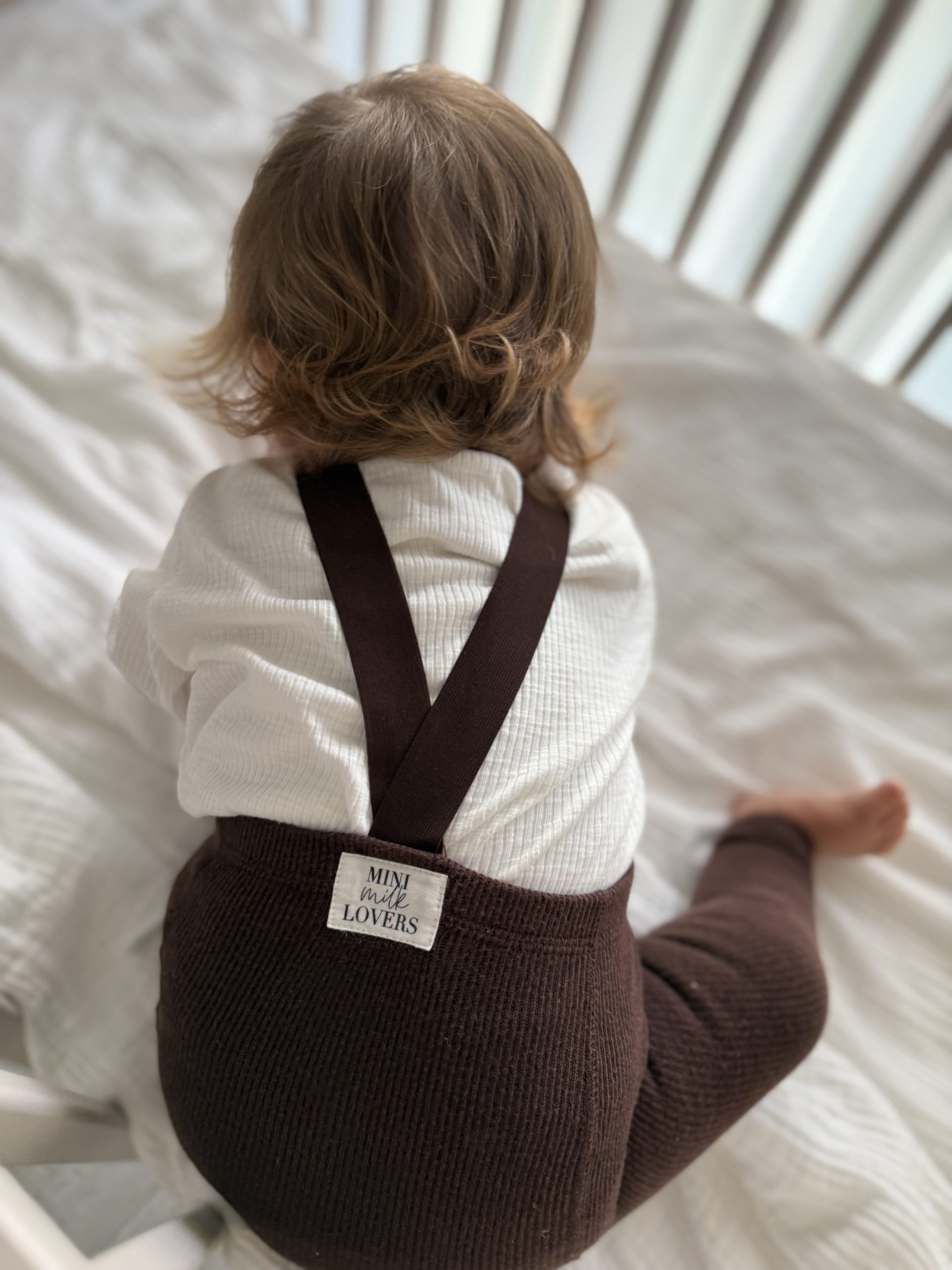 Strumpfhose mit Hosenträgern aus Bio Baumwolle, Chocolate Brown & Beige – Bild 2