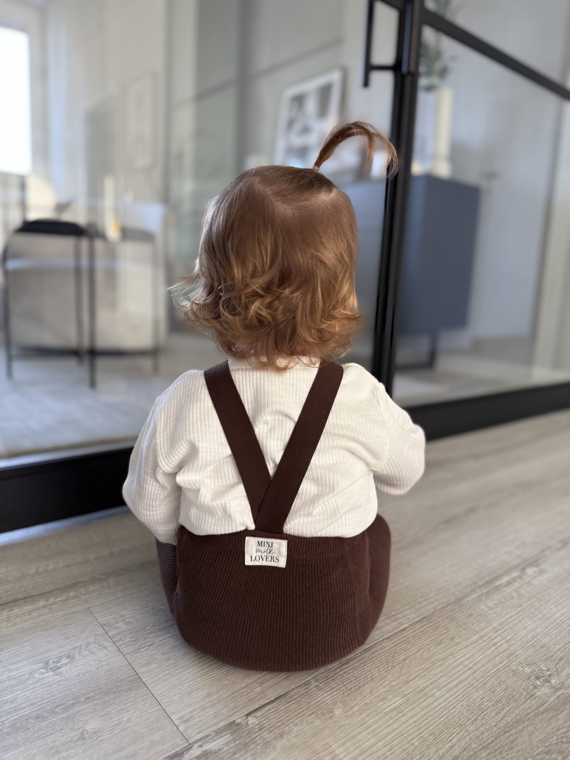 Strumpfhose mit Hosenträgern aus Bio Baumwolle, Chocolate Brown & Beige – Bild 5