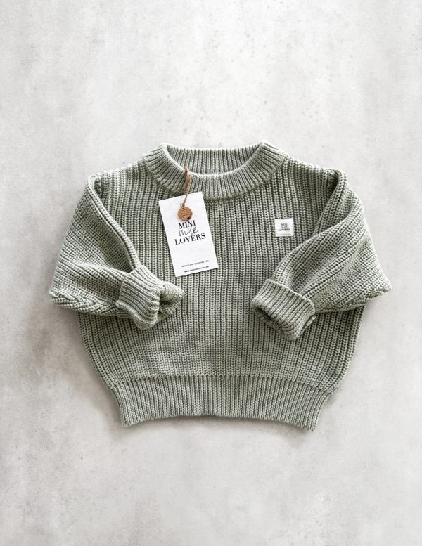 Bio Baumwoll Strickpullover Salbei – Bild 2