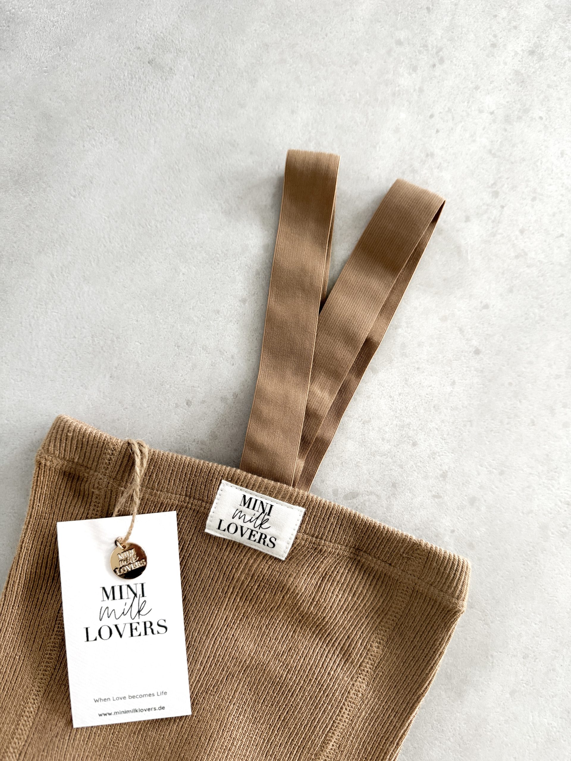 Strumpfhose mit Hosenträgern aus Bio Baumwolle, Chocolate Brown & Beige – Bild 8