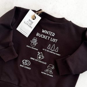 Winter Bucket List Sweater in Chocolate Brown, Beige oder Taubenblau